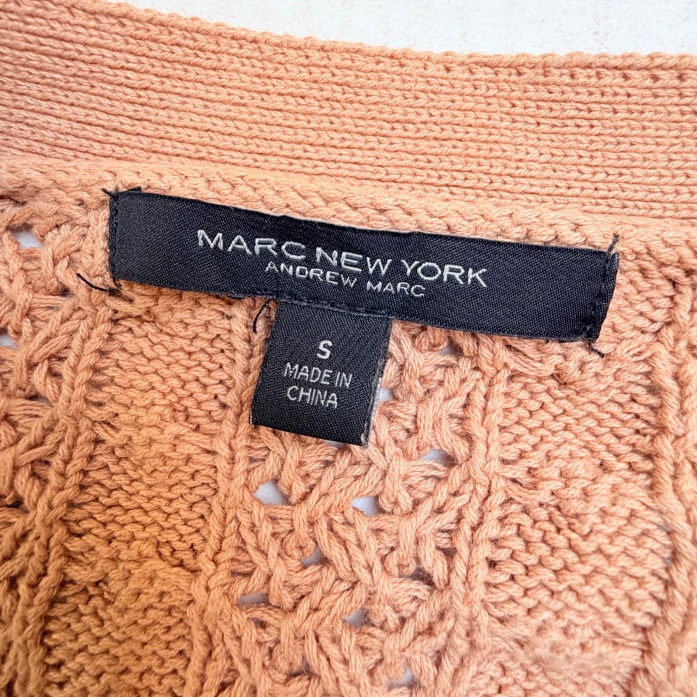 Marc New York Andrew Marc Peach Cable Knit Cotton Cardigan Sweater Womens Small - Picture 5 of 10